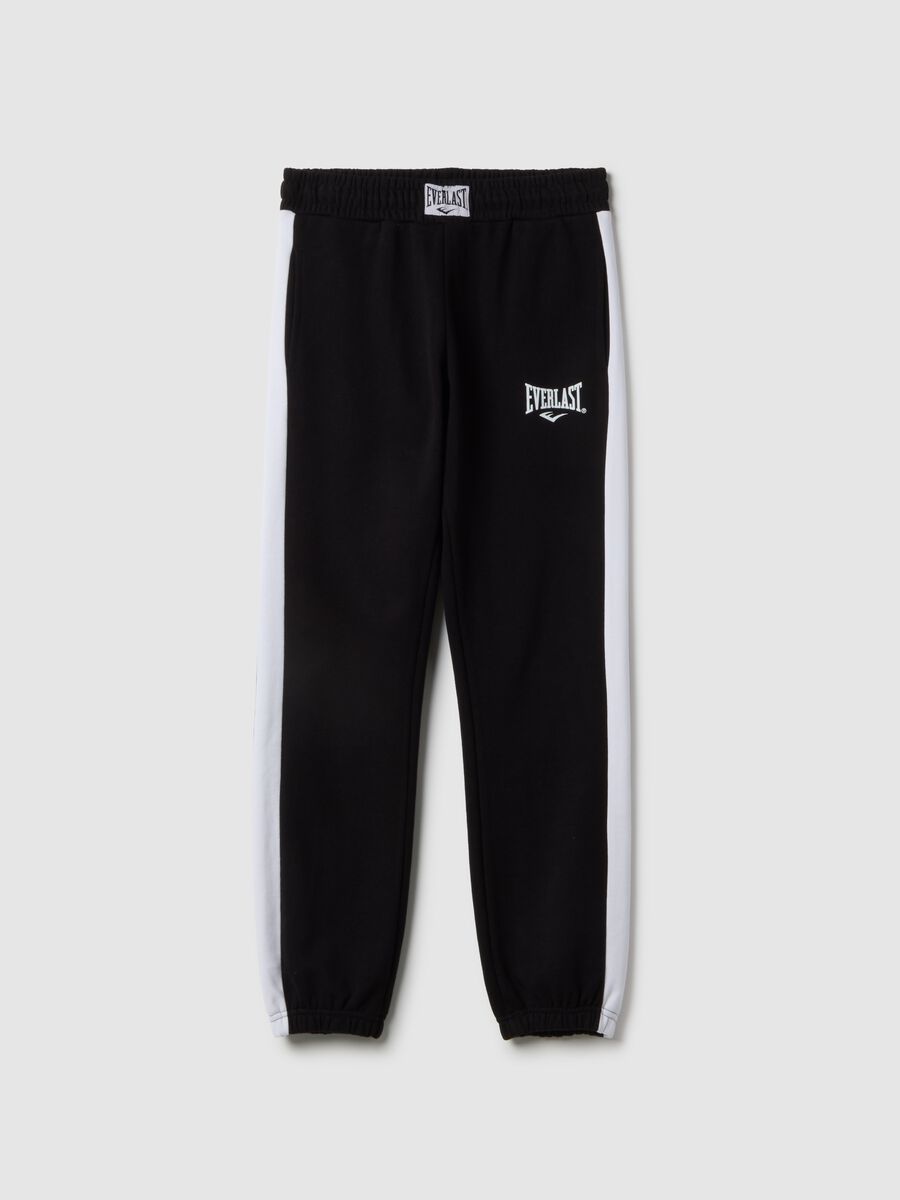 Pantaloni jogger in misto cotone a righe multicolor regular fit con logo_4