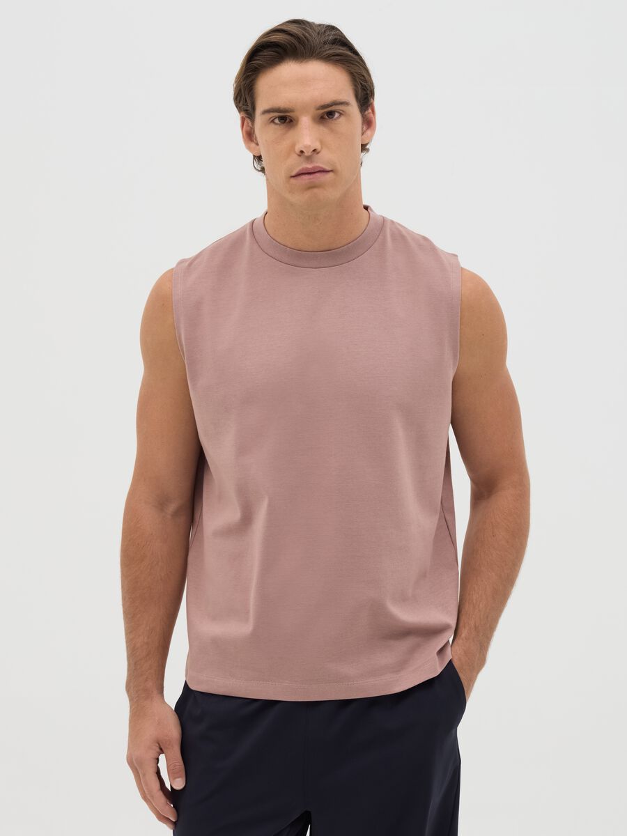 Men's pink cotton blend tank top, relaxed fit_0