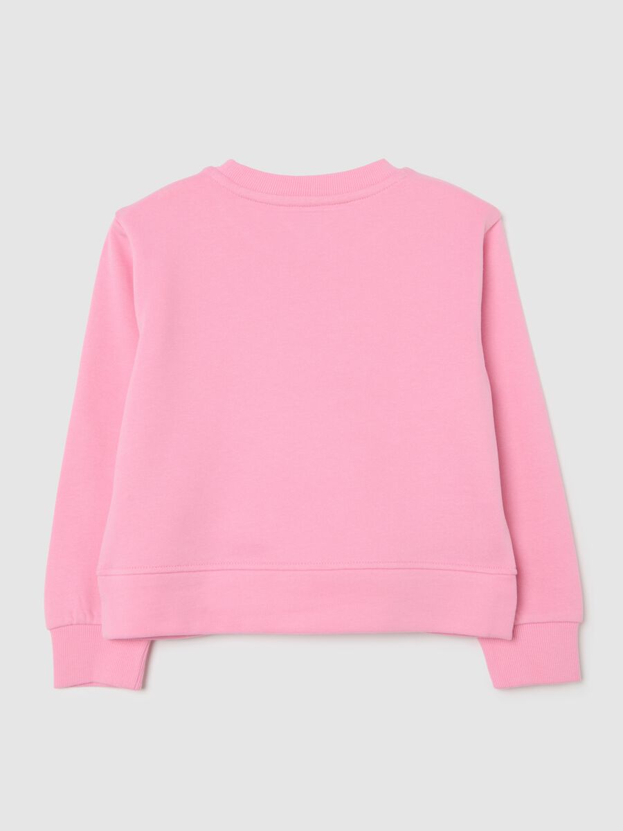Girls' Pink Cotton Sweatshirt with Crown Print, Regular Fit_1