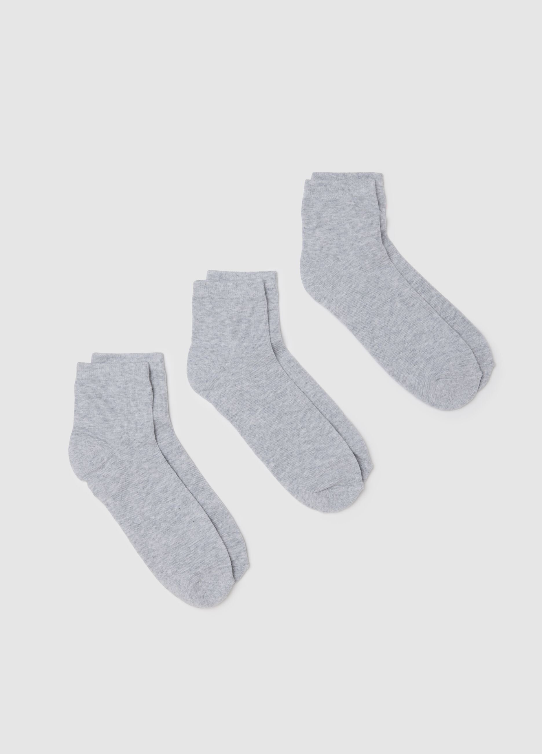 Three-pack of grey sport socks in regular fit cotton blend