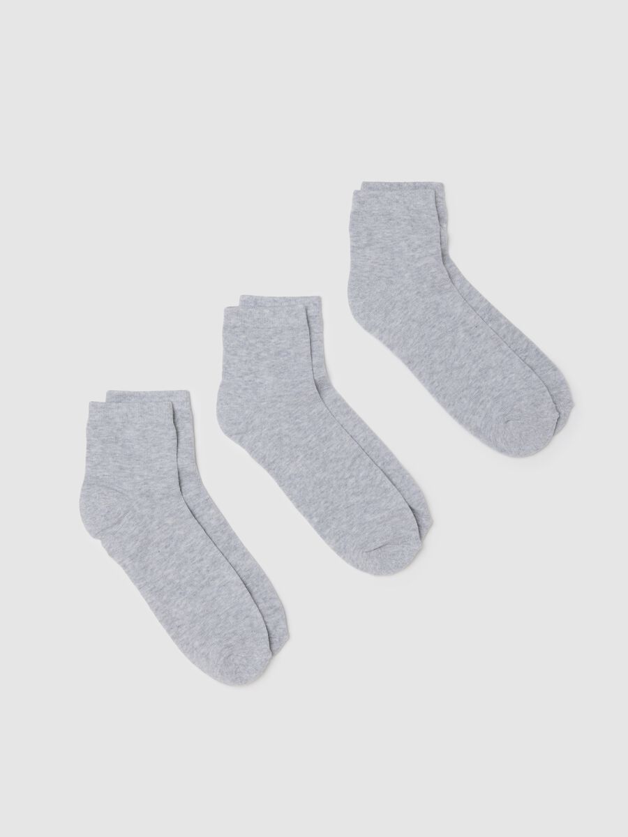 Three-pack of grey sport socks in regular fit cotton blend_0