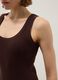 Brown viscose blend fitted tank top_3