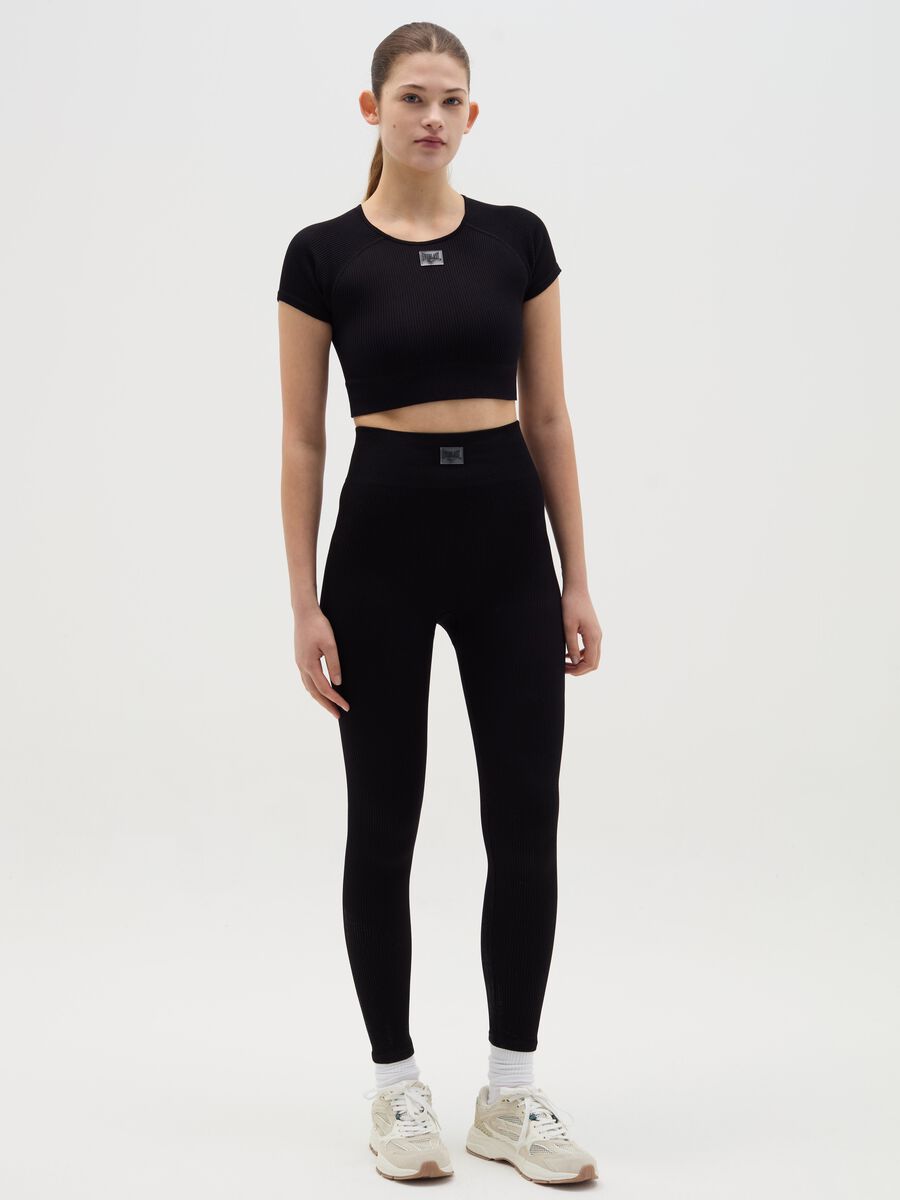 Stretch leggings with patch_0