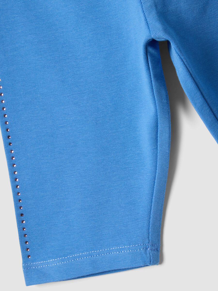 Girls&rsquo; slim-fit sky-blue organic stretch-cotton leggings_3