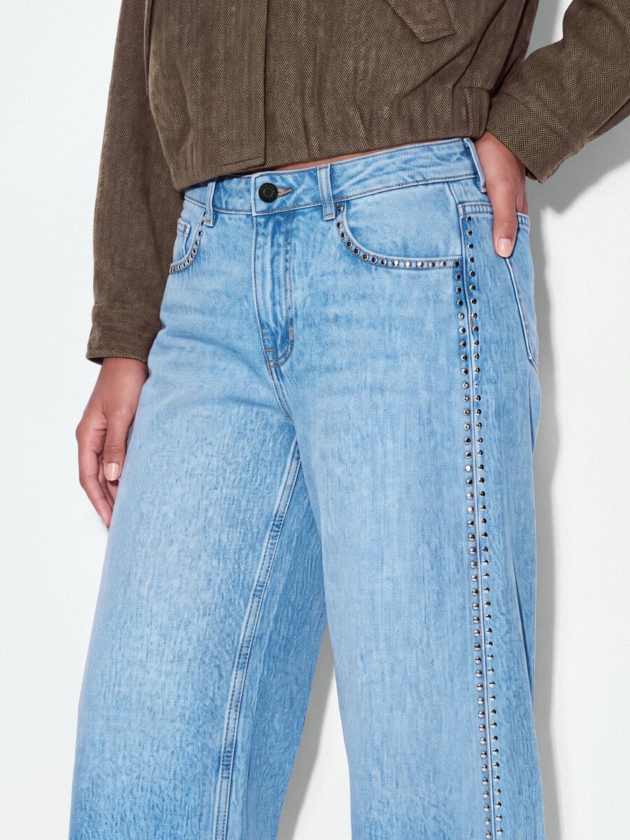 Light Blue Wide-Leg Jeans in Pure Cotton_4