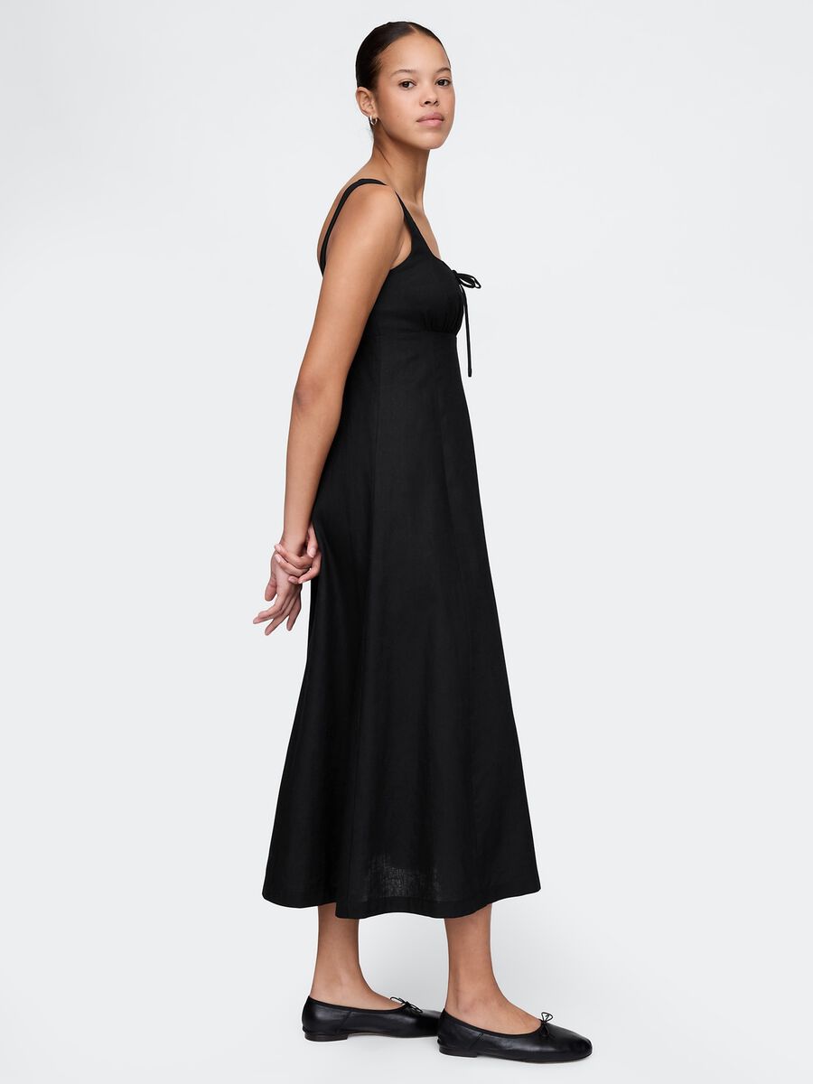 Gap Black Linen and Viscose Long Dress_1