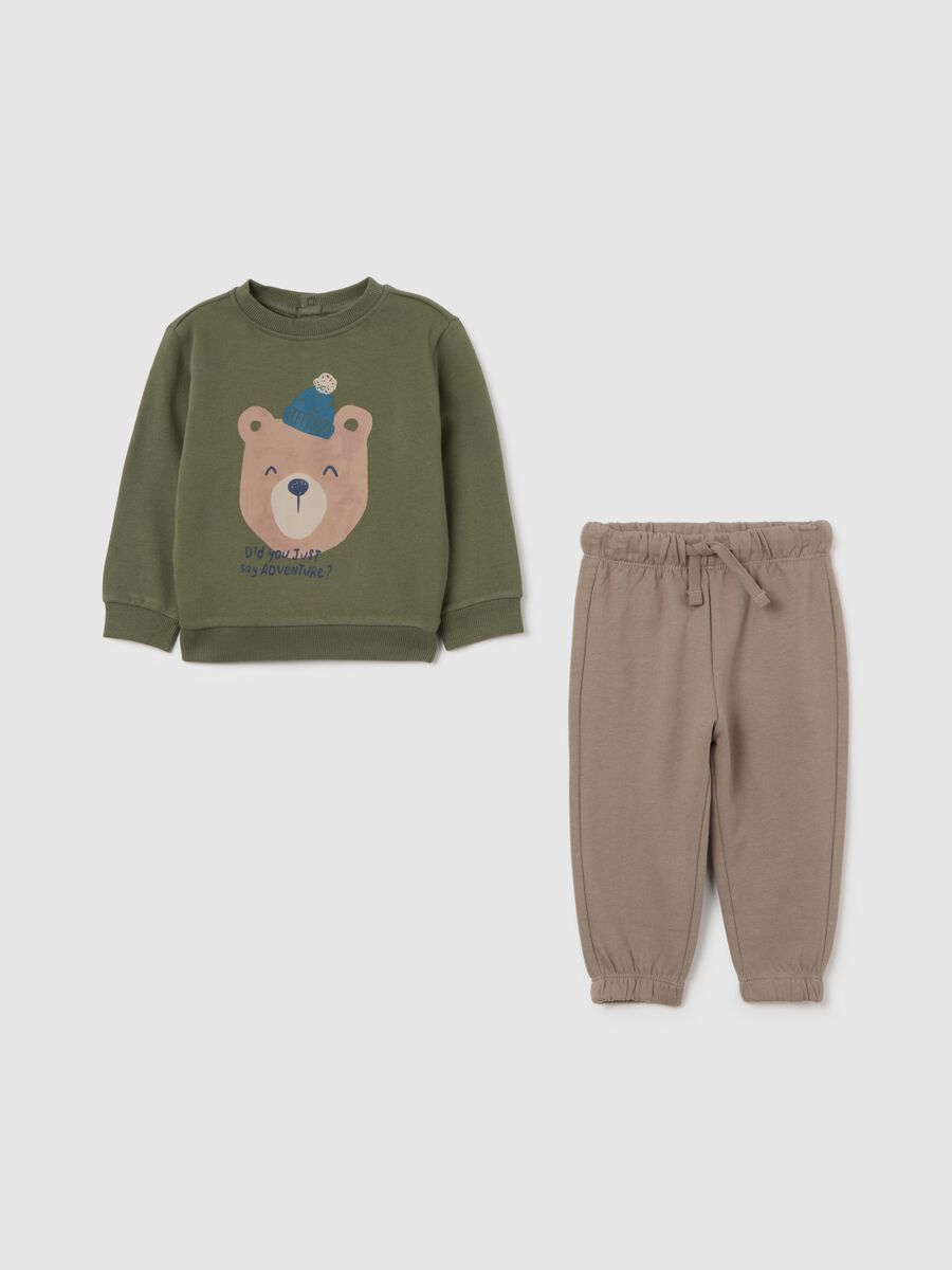 Green tracksuit with sweatshirt and trousers for child_0