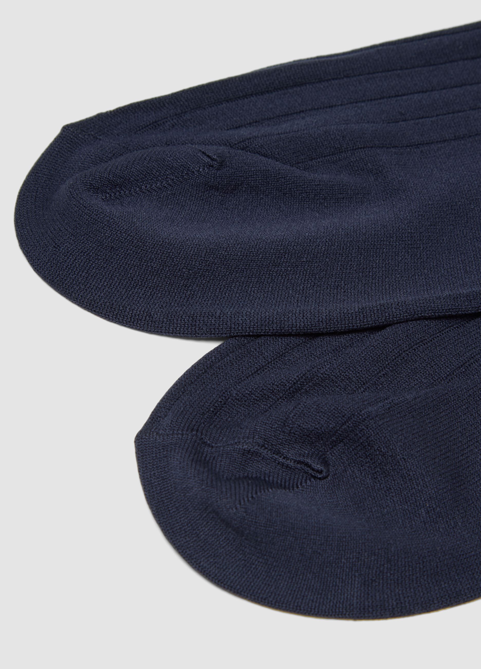 2-pack of navy blue ribbed knee-high socks