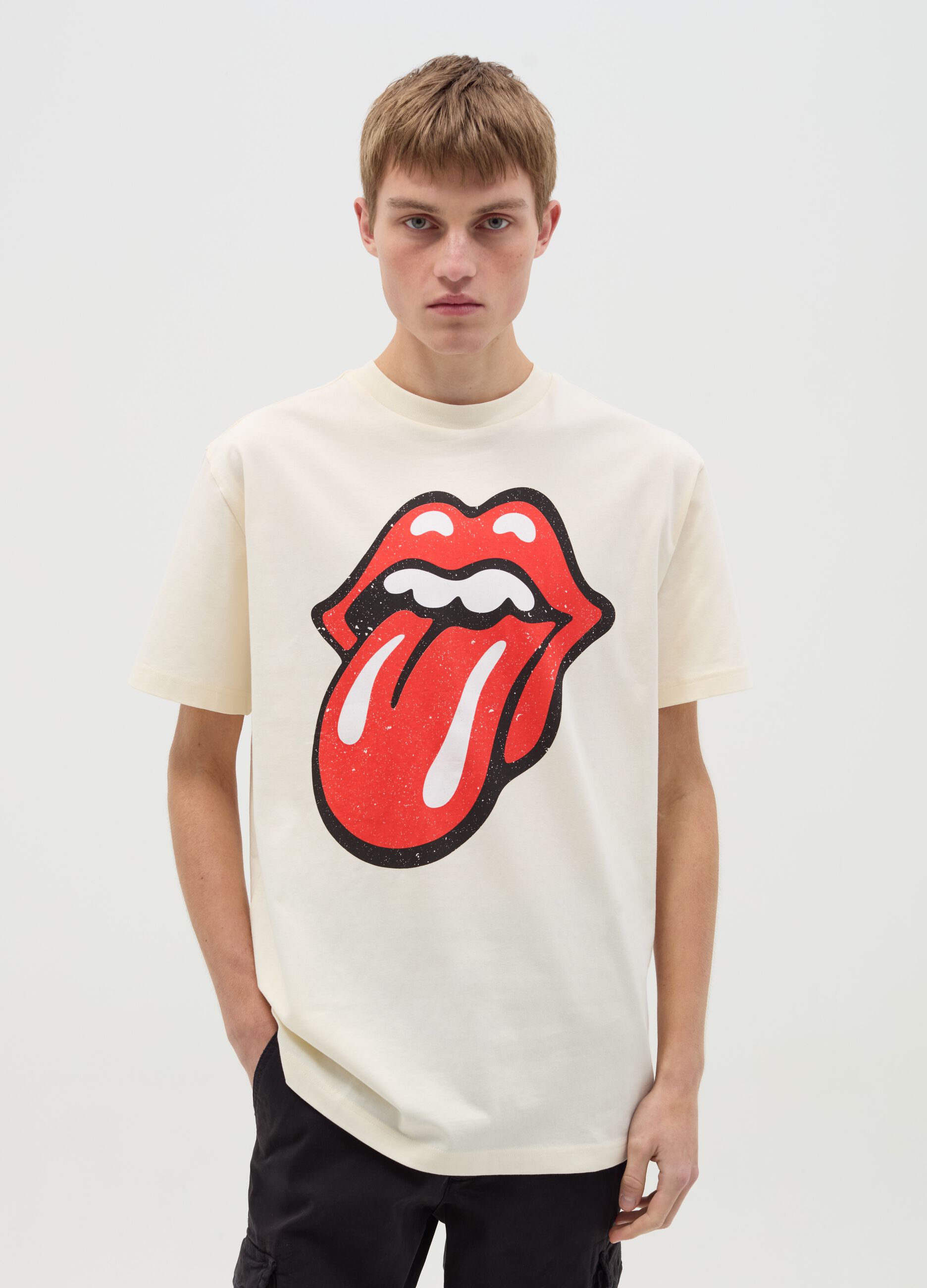 Cotton T-shirt with The Rolling Stones print