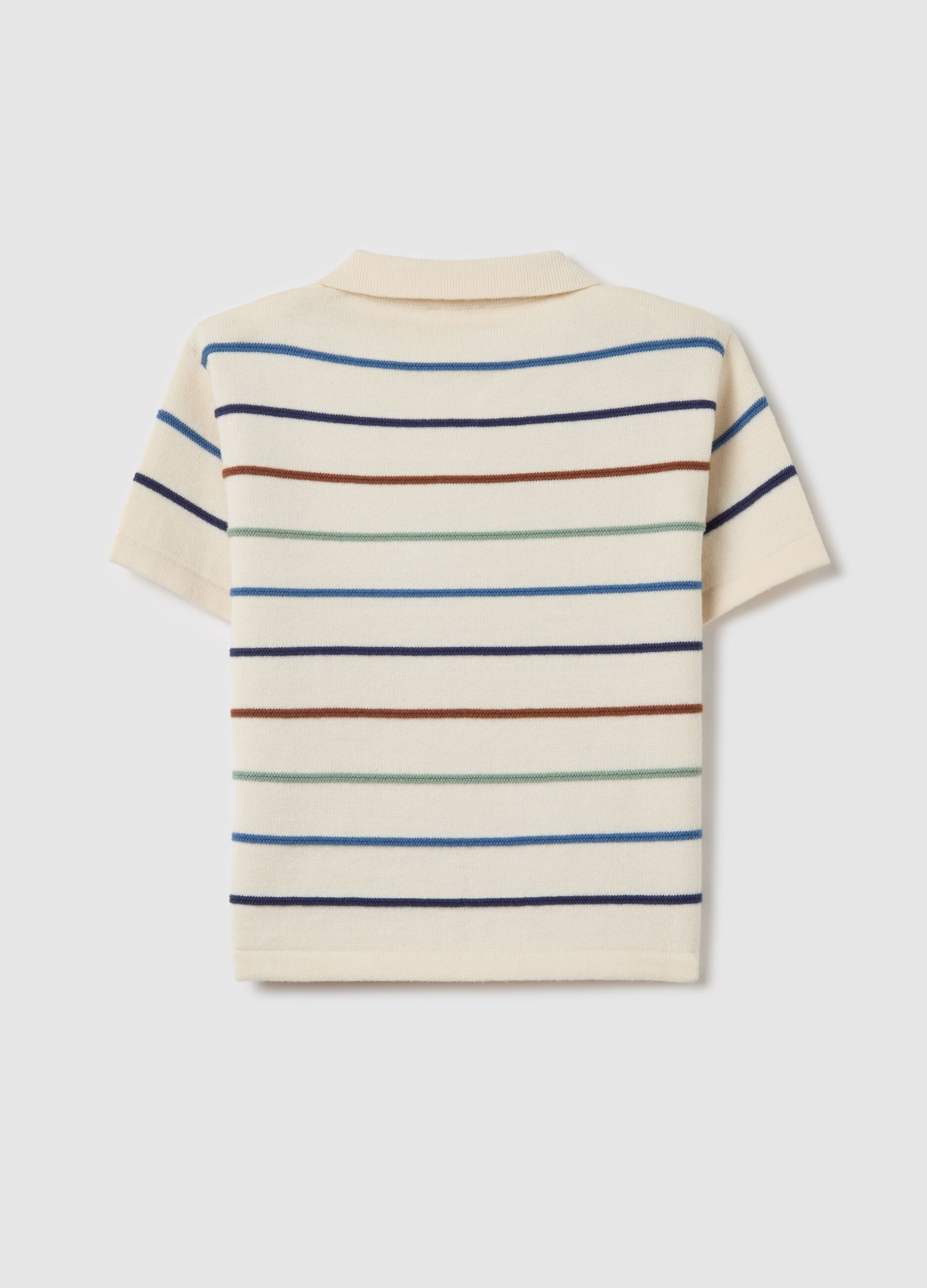 Cotton polo shirt with striped design