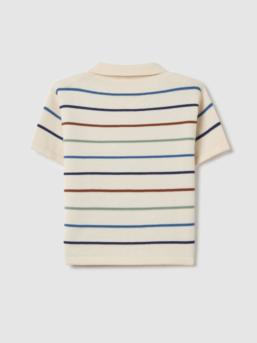 Cotton polo shirt with striped design_1