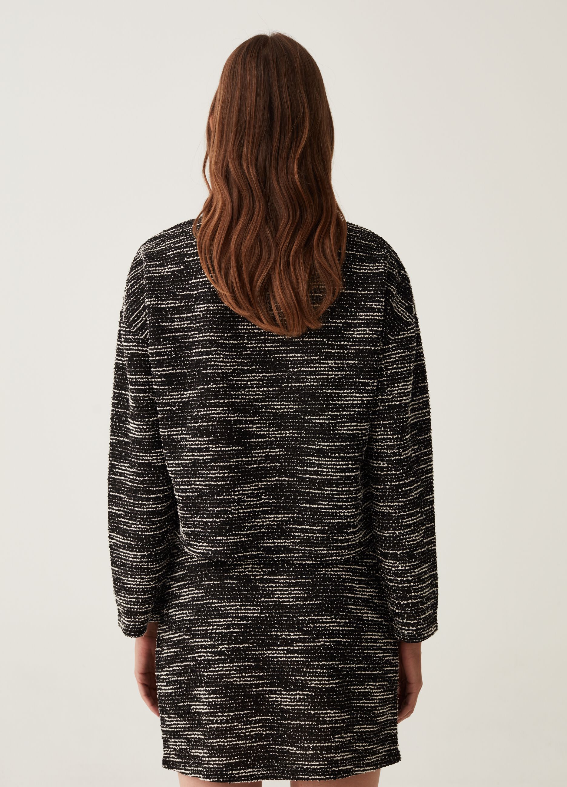 T-shirt a maniche lunghe effetto tweed_2
