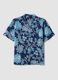 Men&rsquo;s organic cotton blue short-sleeve shirt with floral print_0