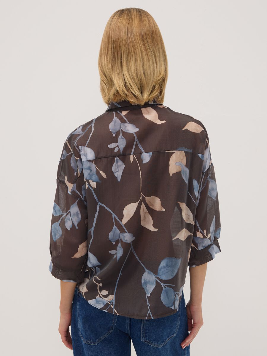 Brown lyocell-blend regular-fit shirt with foliage print_3