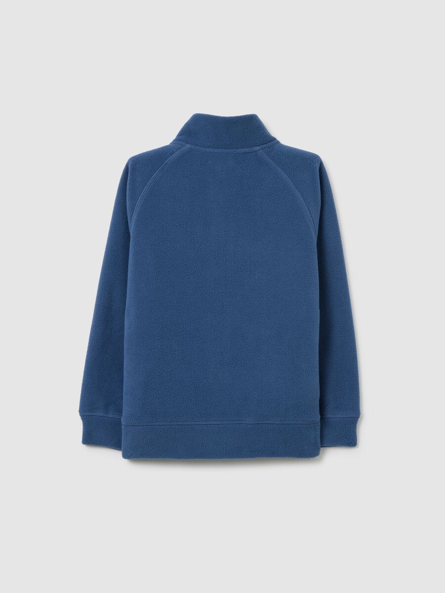 Child's blue fleece with high collar and full zip, over fit_1