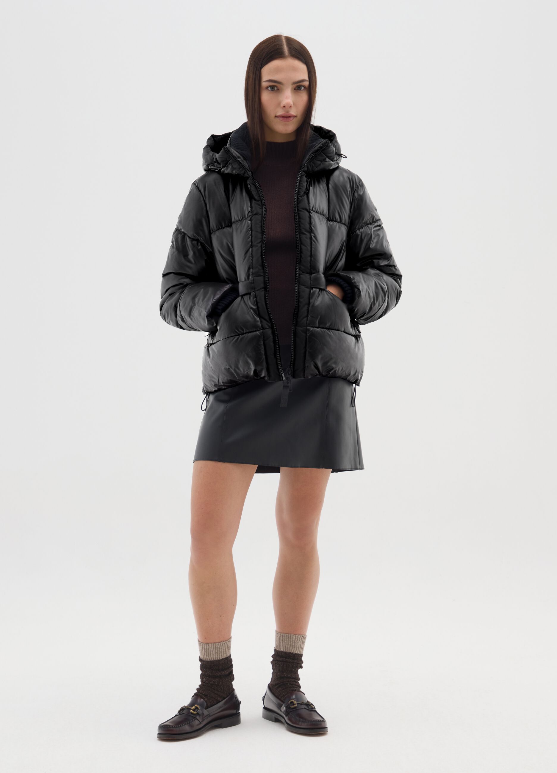 Black Iconic Puffer Jacket with Hood