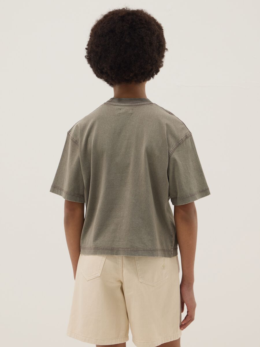 Girls' oversized fit green pure cotton T-shirt_1