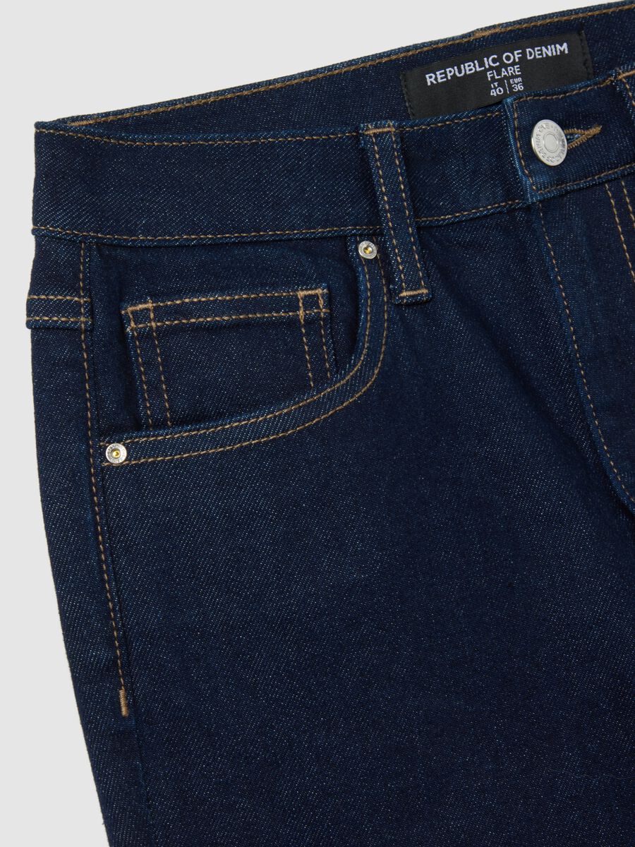 Blue Flare Jeans in Stretch Denim Cotton_5