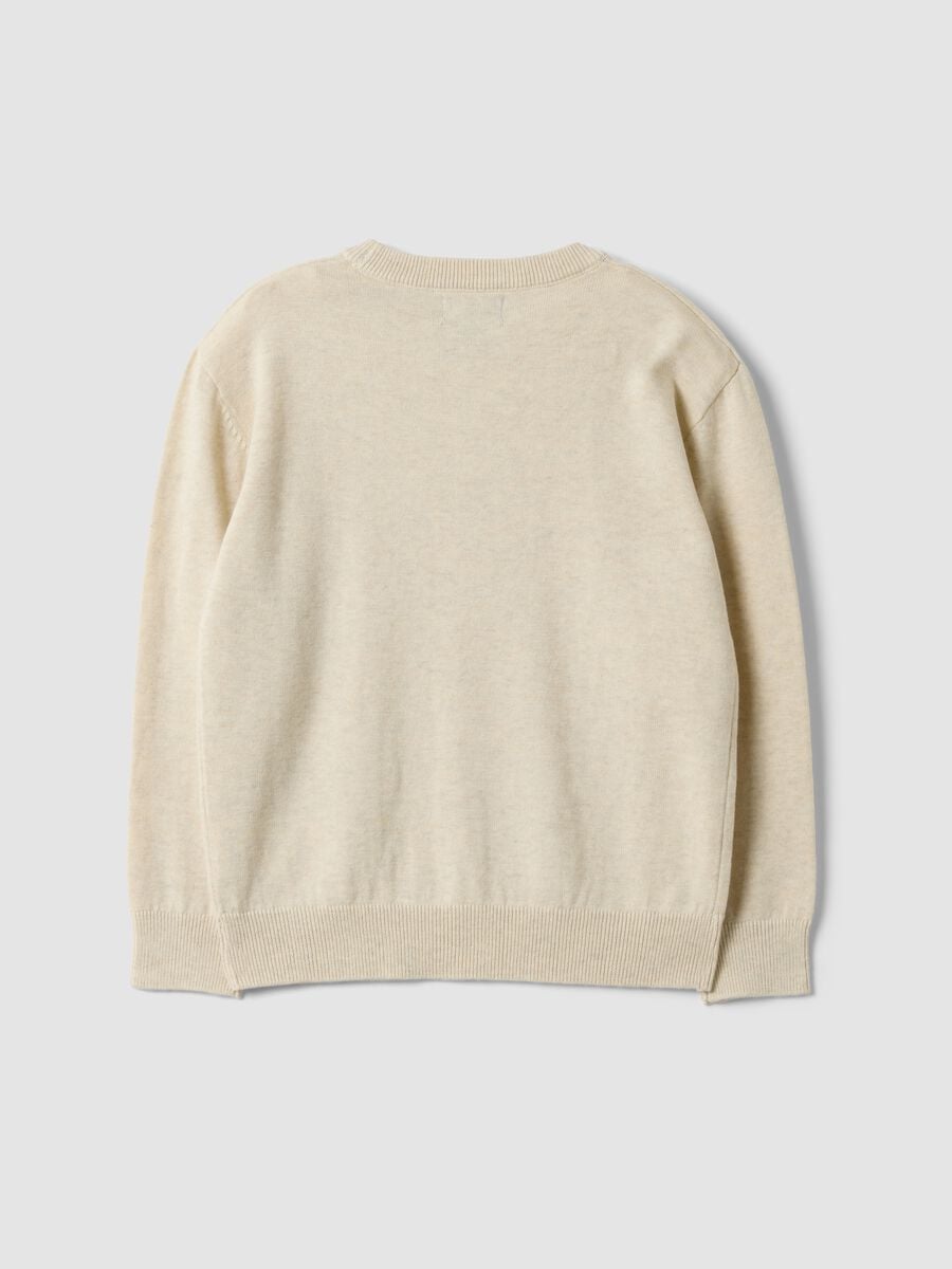 Maglia beige in puro cotone a girocollo over fit per bambino_1