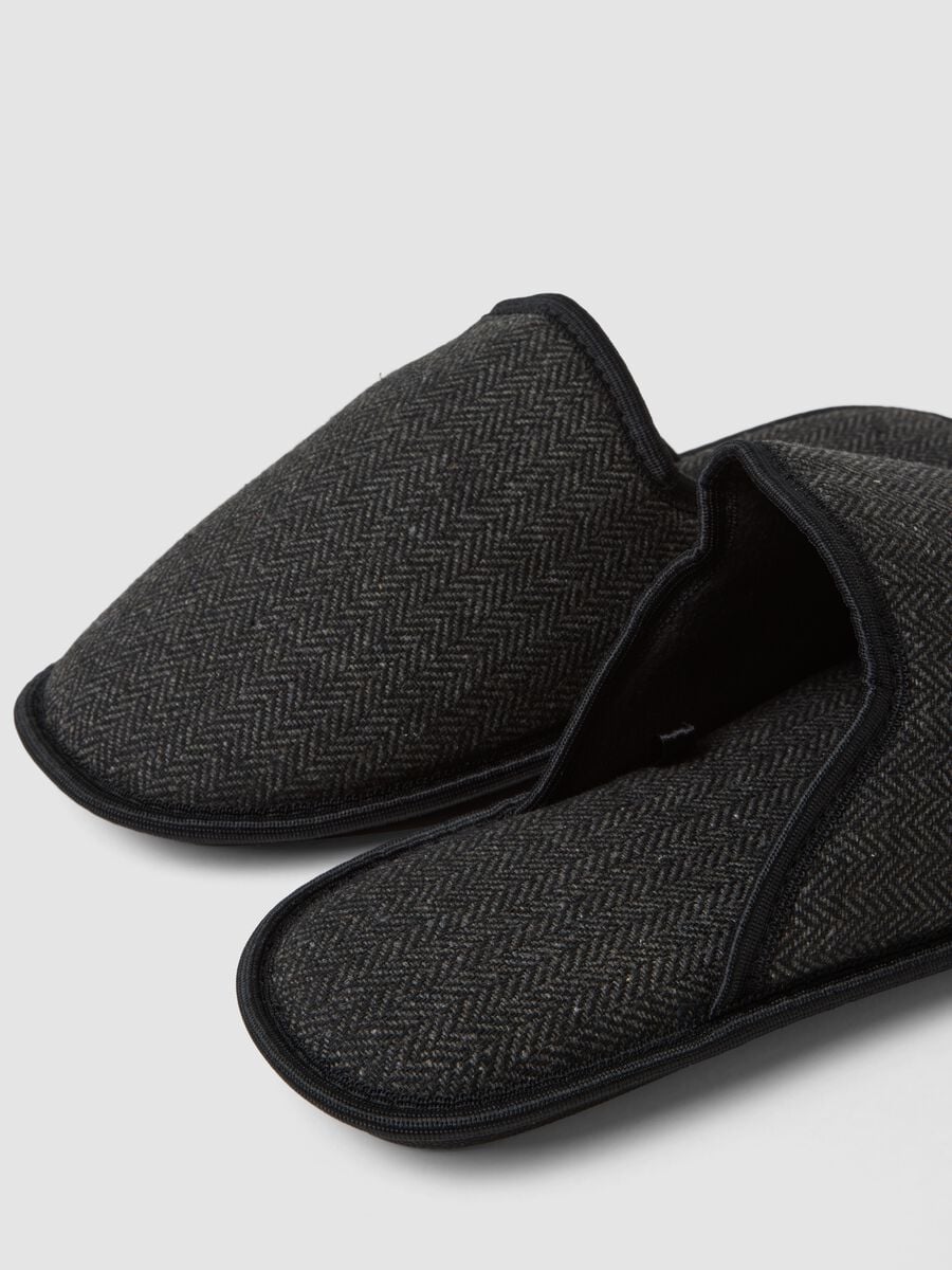 Grey herringbone house slippers_1