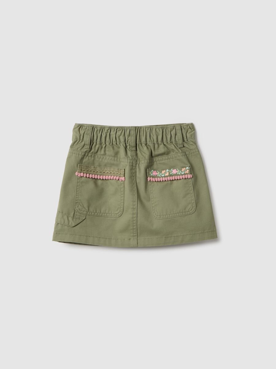 Girls' regular fit green cotton mini skirt with decorations_1
