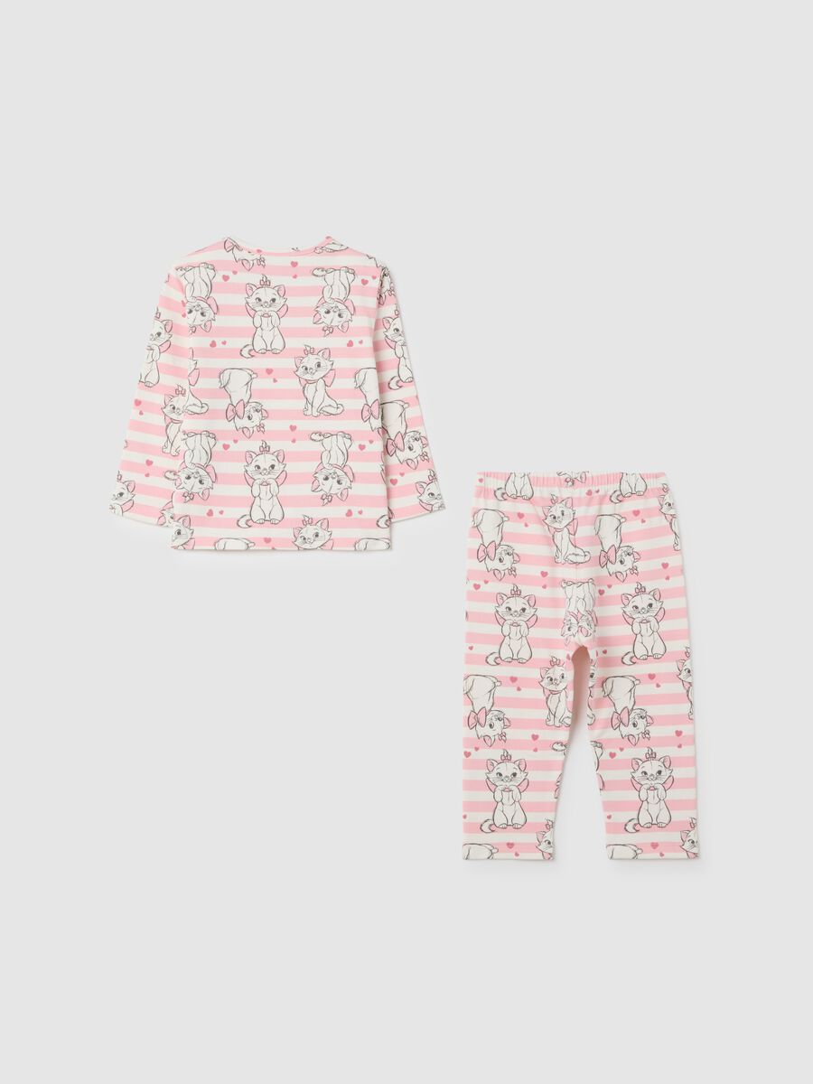 White and pink striped pure cotton baby pyjamas with Disney print_1
