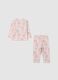 White and pink striped pure cotton baby pyjamas with Disney print_1