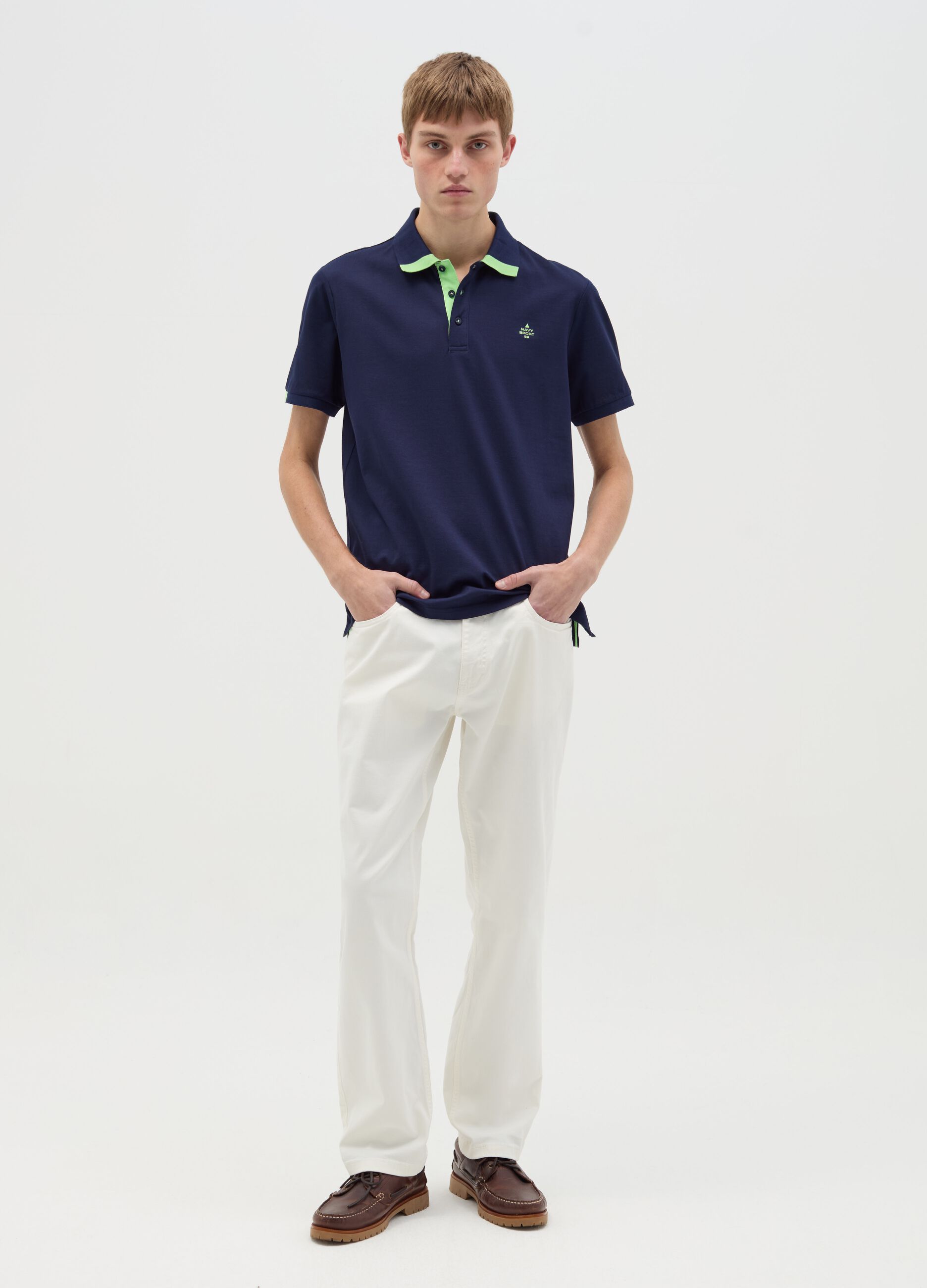 Polo shirt with contrasting detail and logo embroidery
