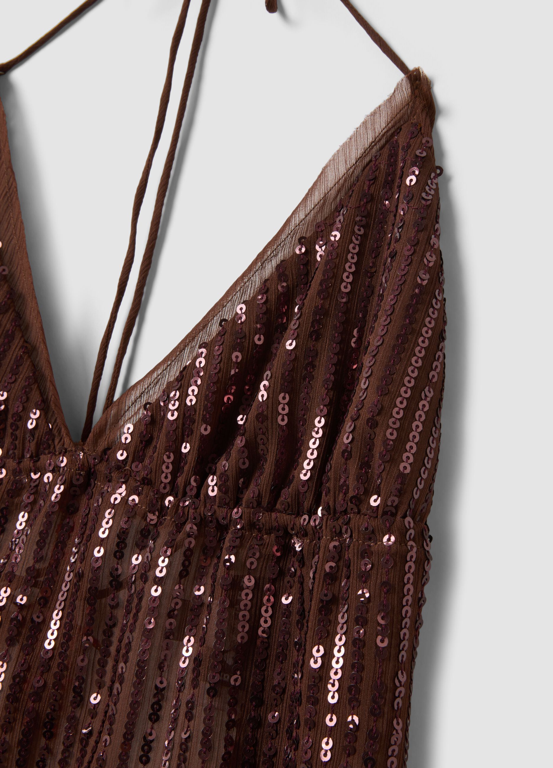 Brown sequin top with thin straps