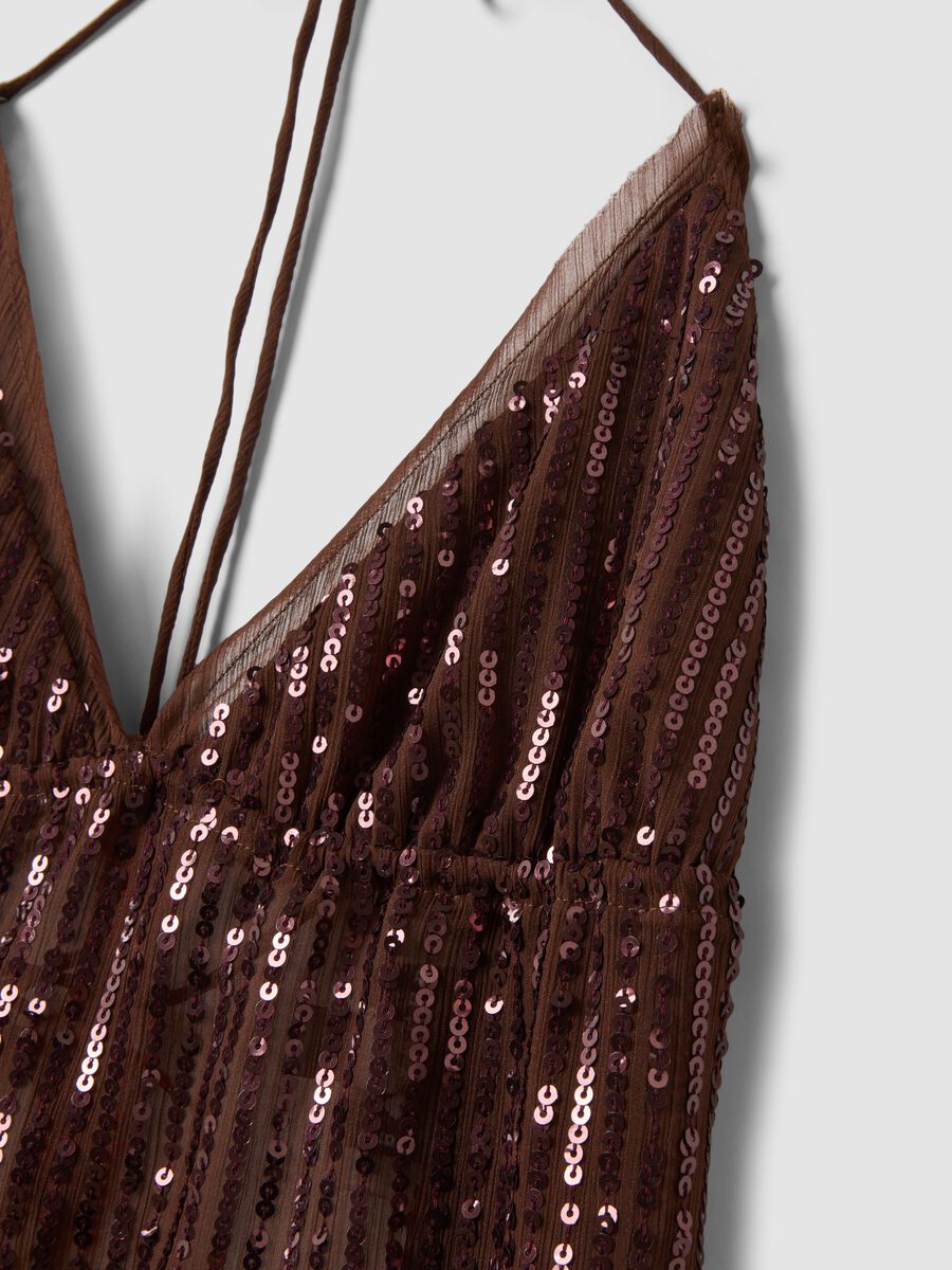 Brown sequin top with thin straps_5