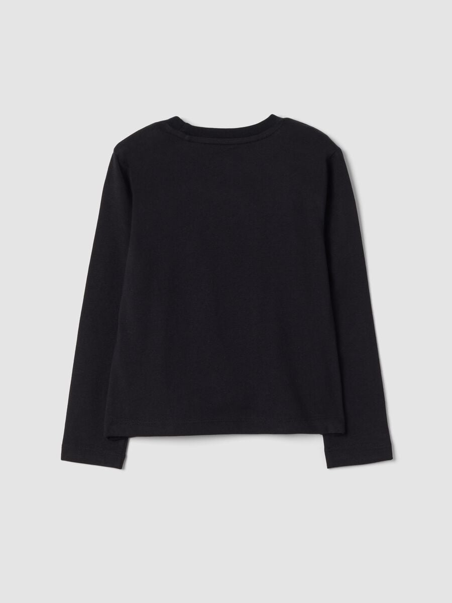T-shirt nera in puro cotone organico con girocollo_1