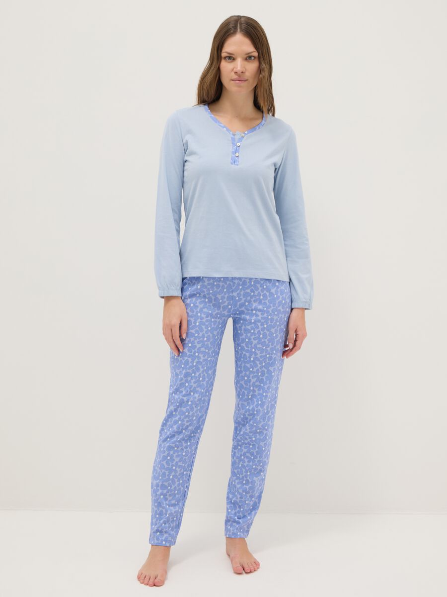Multicoloured pyjama trousers in pure cotton regular fit_0