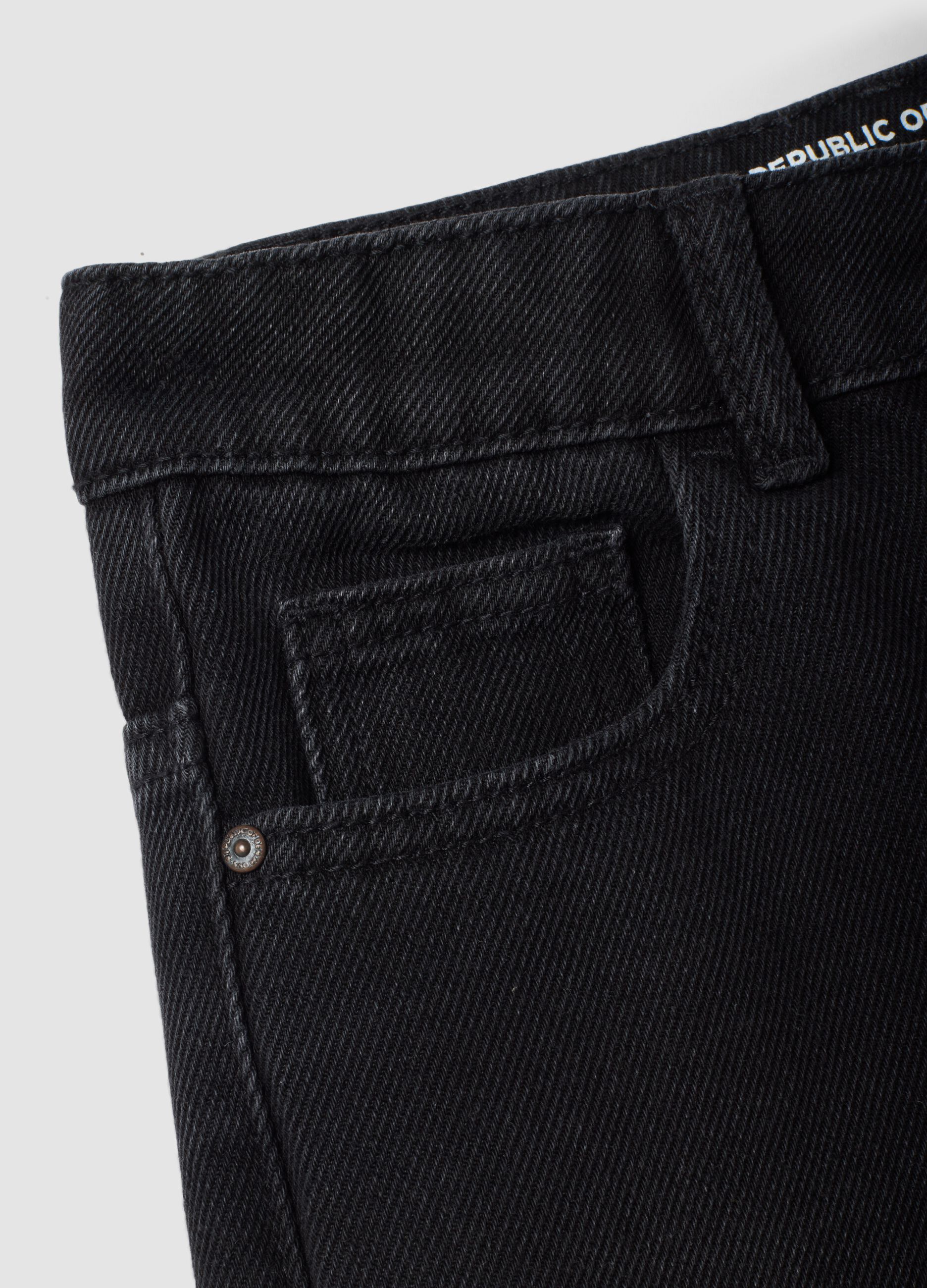 Jeans neri wide leg in misto cotone e viscosa per bambino