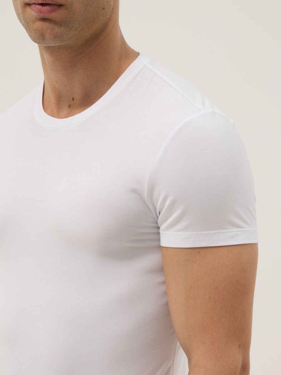 White stretch modal T-shirt, regular fit_3