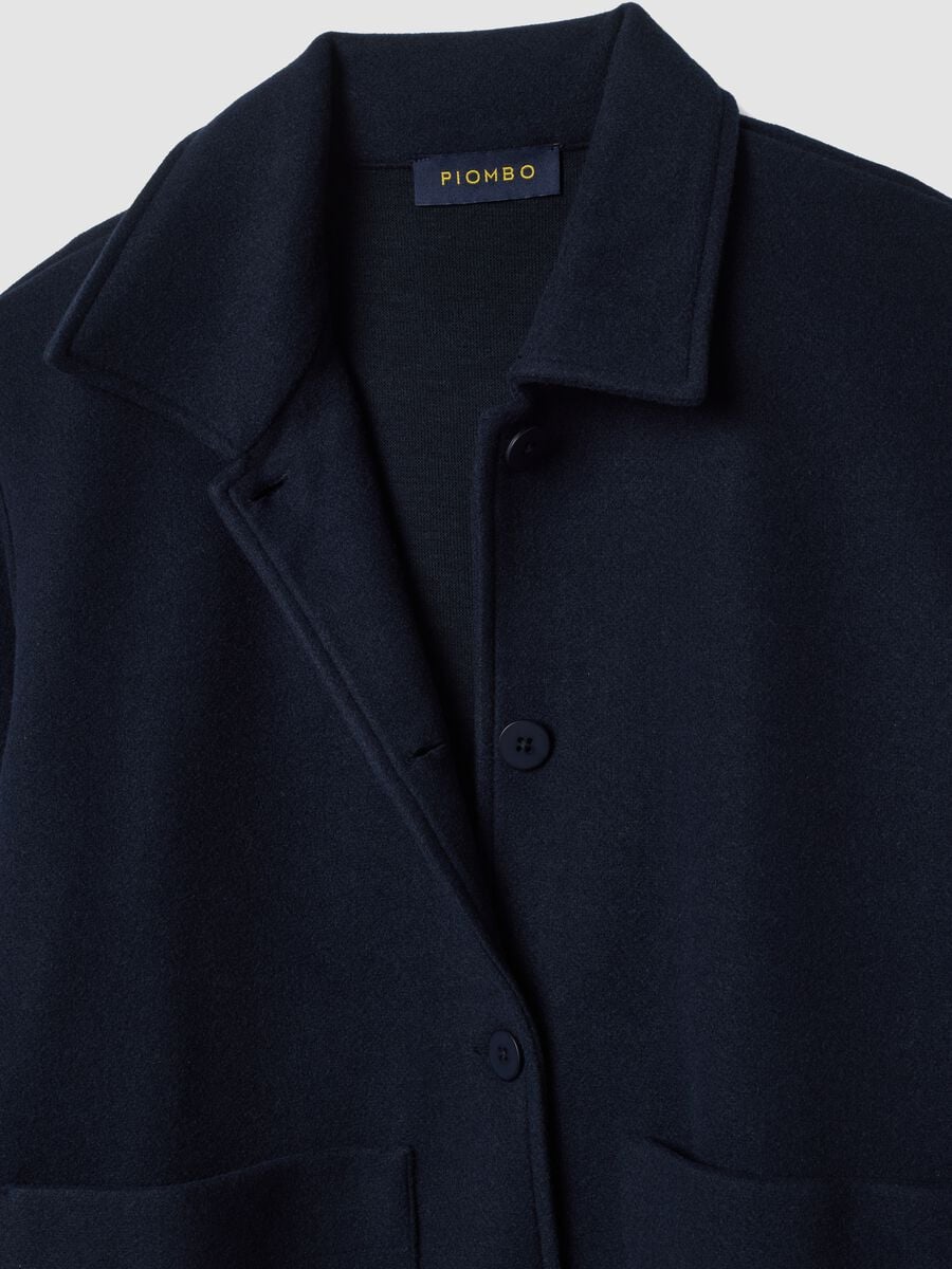 Giacca blu navy in misto viscosa con girocollo regular fit_5