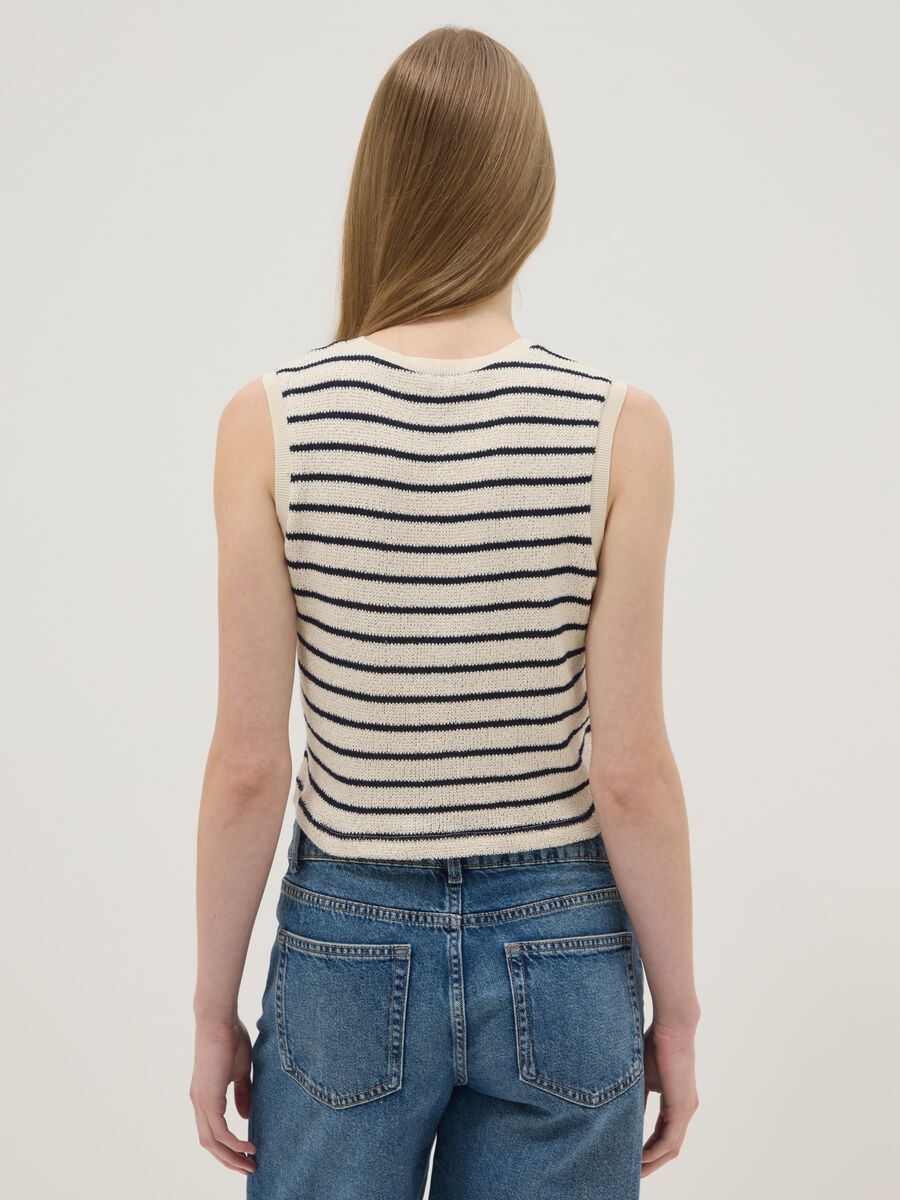 Regular-fit striped cotton-blend gilet in black and white_2