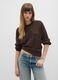 Brown oversized sweater with round neckline_0