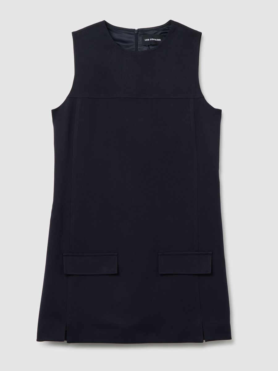 Vestito blu con fiocco con zip_4