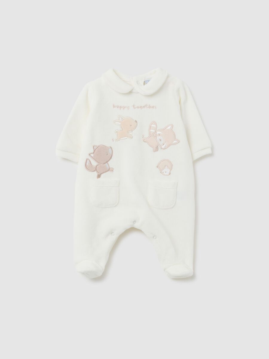 Tutina da neonato in misto cotone bianca_0