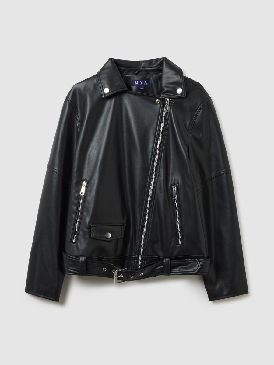 Black vegan leather jacket regular fit_4