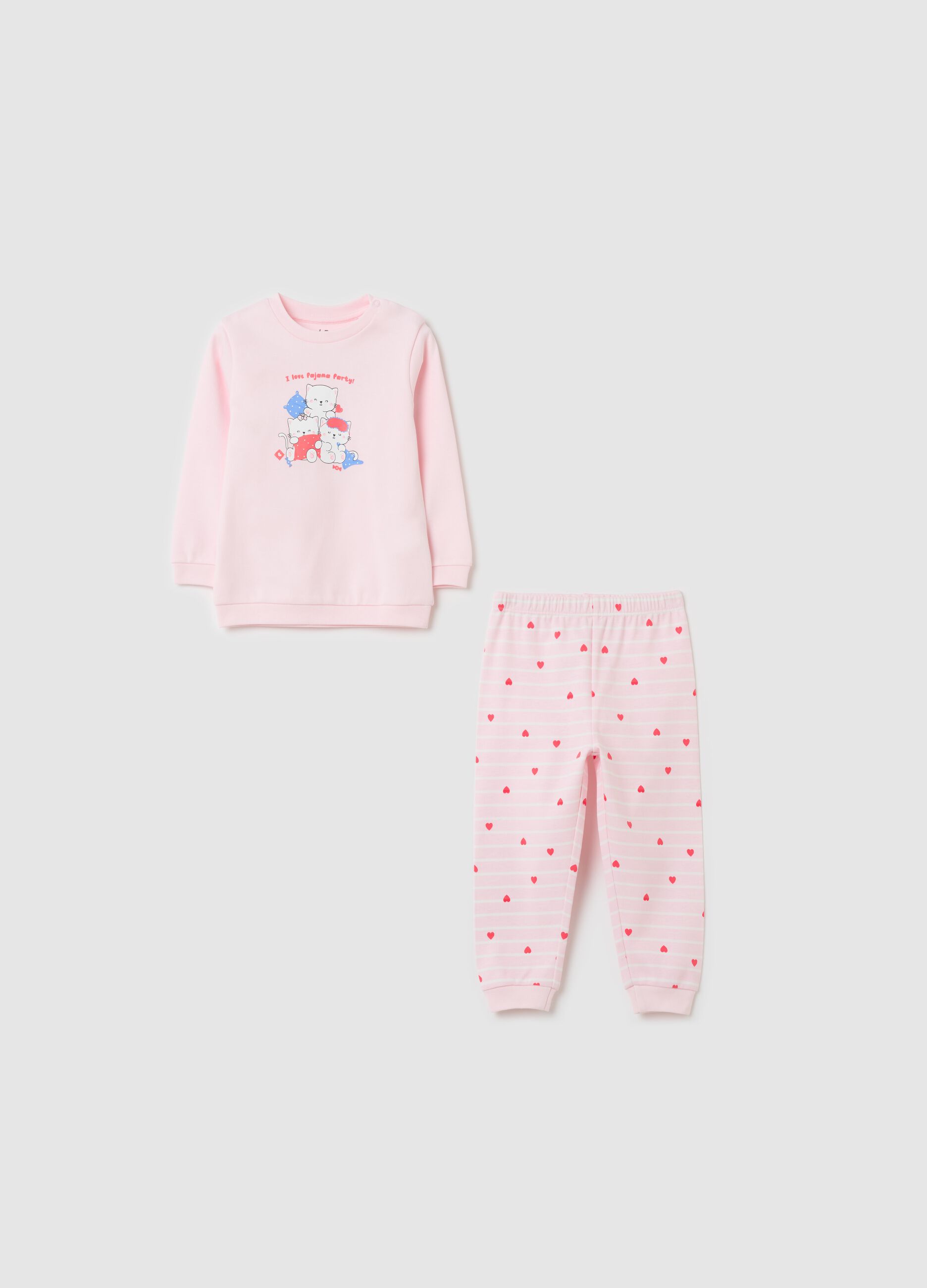 Long pyjamas with print in cotton