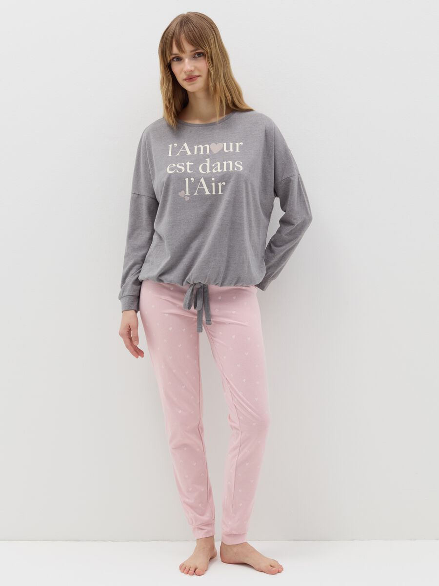 Long pyjamas with small hearts print_0