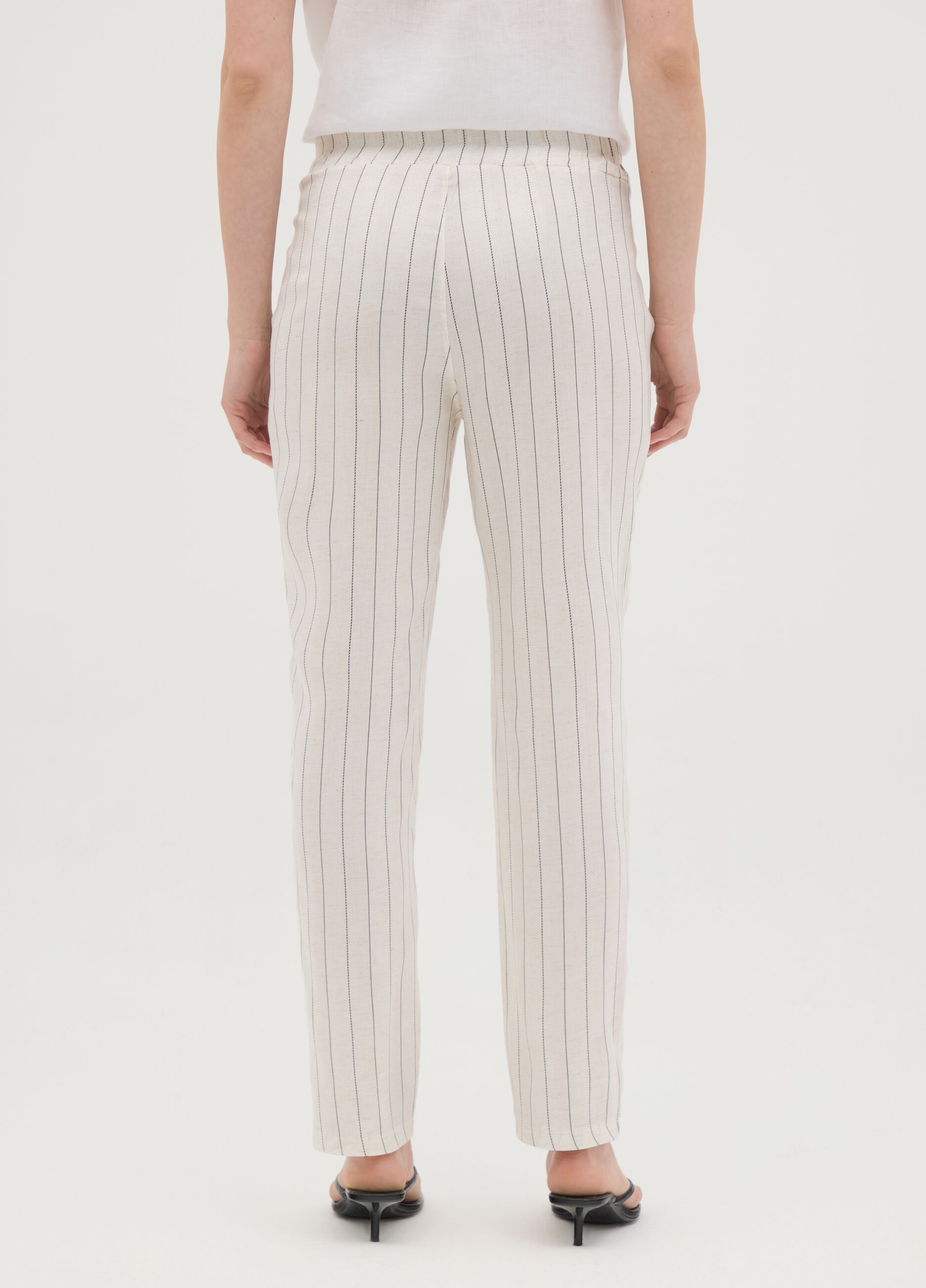 Women's beige regular fit lyocell blend trousers