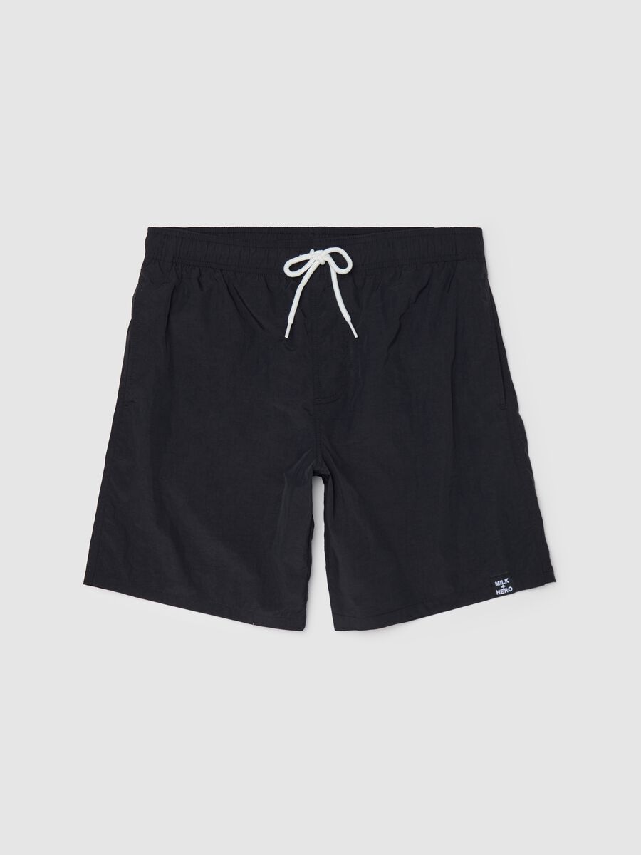 Boxer da uomo in nero regular fit con elastico e coulisse_4