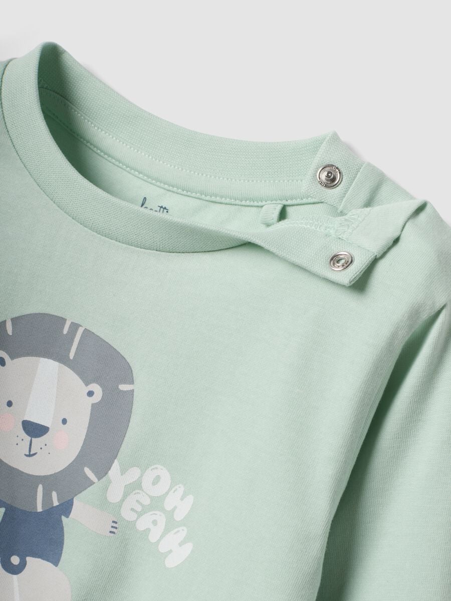 Pigiama lungo verde con stampa in cotone jersey organico per neonato e bimbo_2