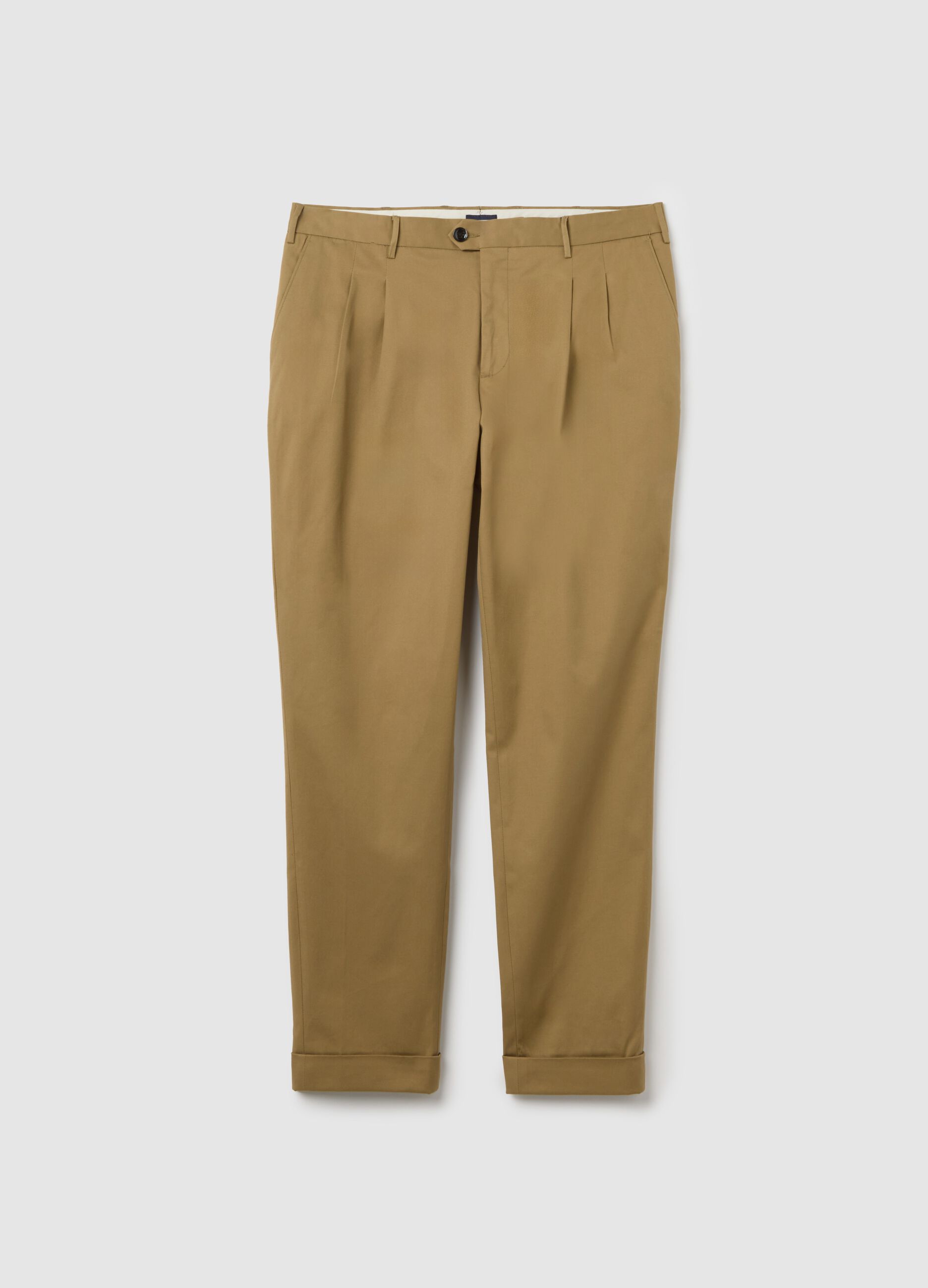 Pantaloni da uomo in cotone elasticizzato marrone carrot fit