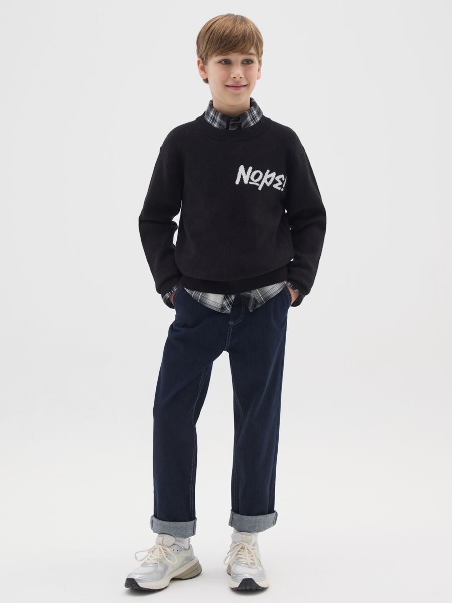 Jeans da ragazzo in denim elasticizzato blu relaxed fit_0