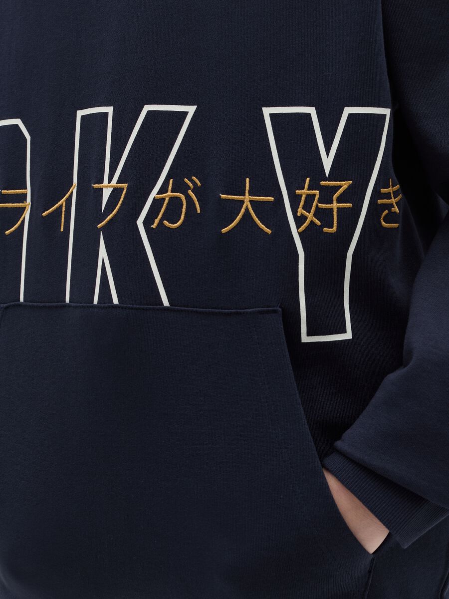 Sweatshirt with print and ideograms embroidery_1