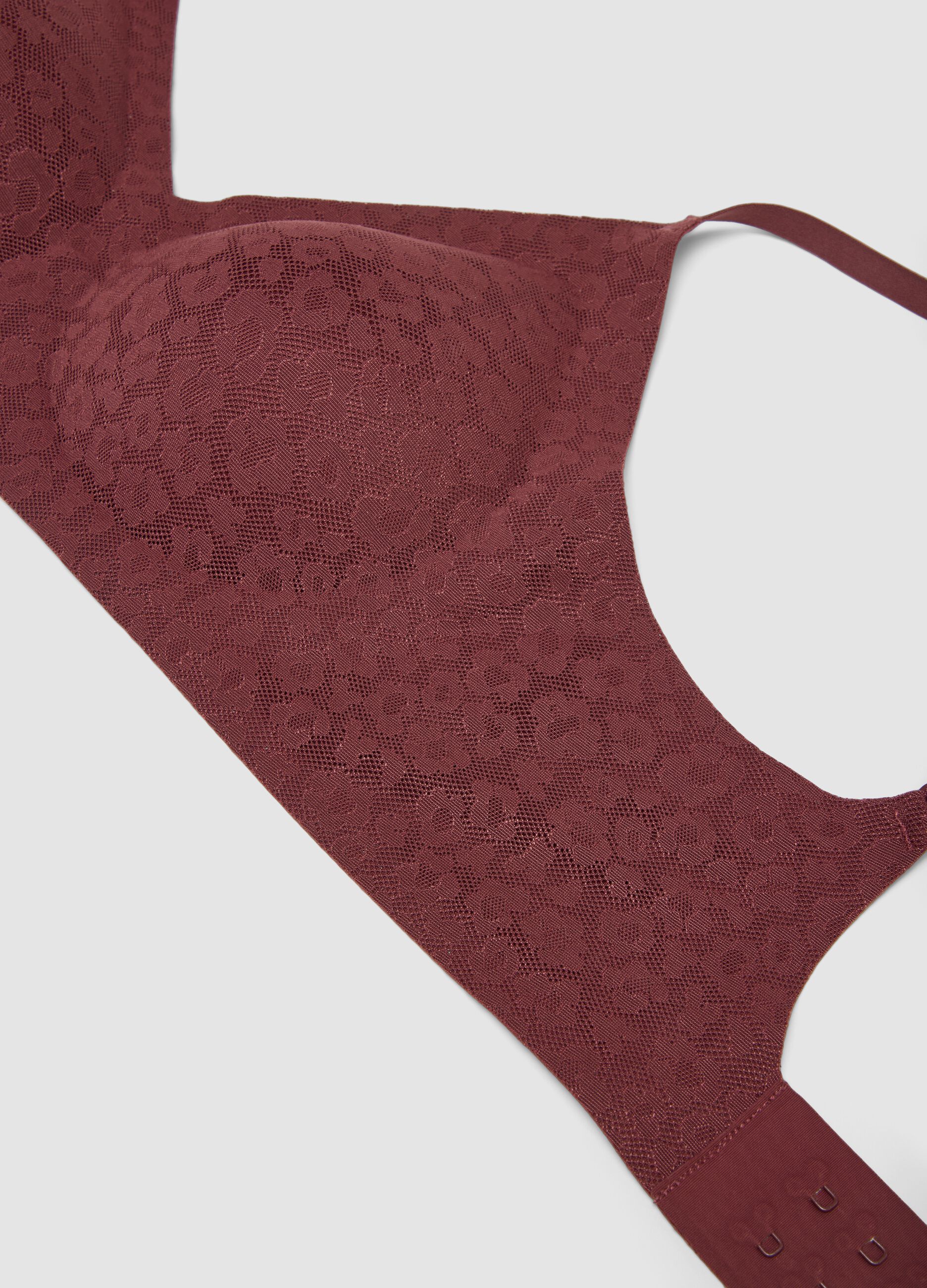 Reggiseno bralette rosso in tessuto elasticizzato con pizzo