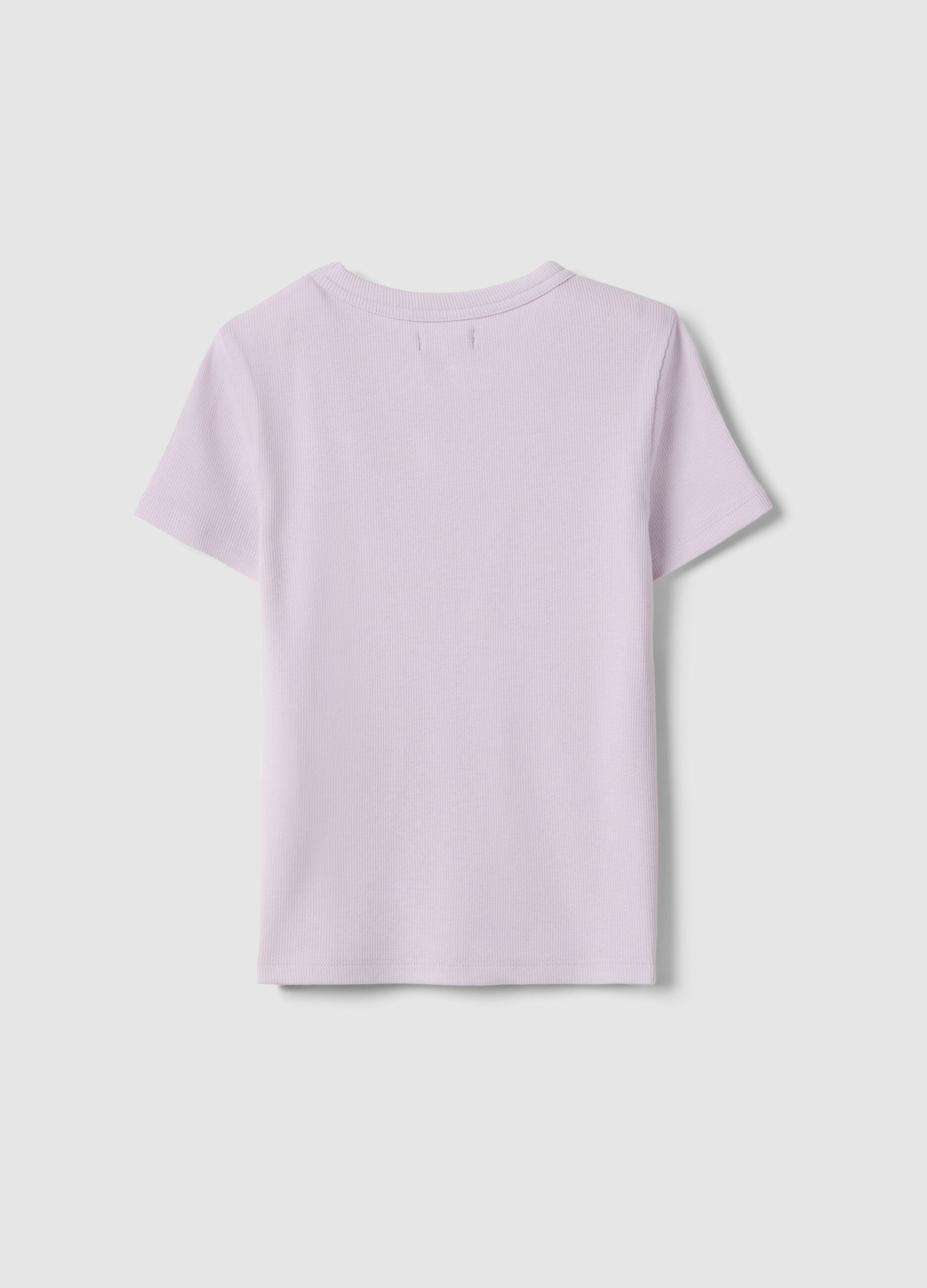 T-shirt fitted in cotone elasticizzato viola per ragazza